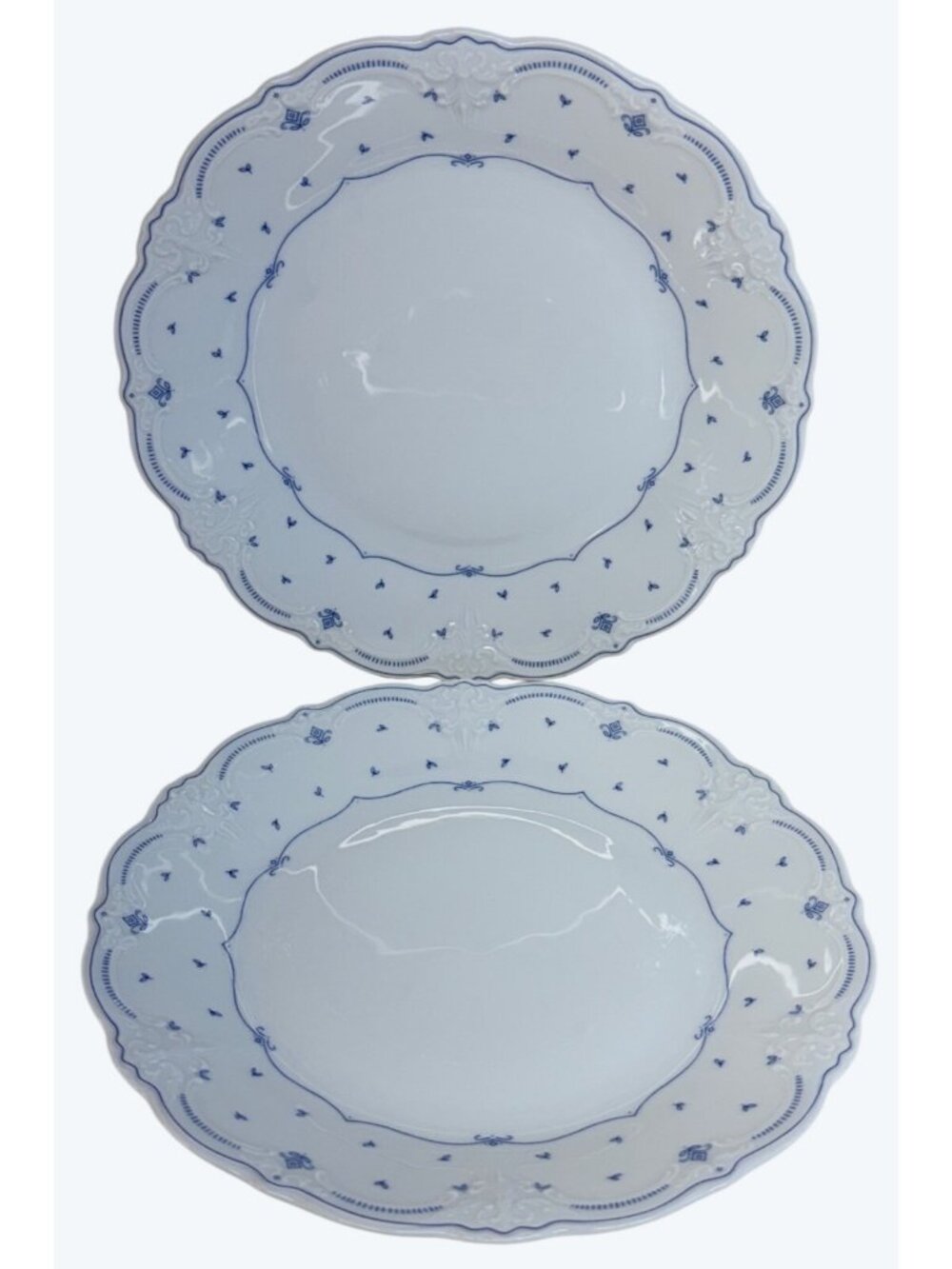 2 Tirshenreuth Bavaria Baronesse Blue Fleur De Lis Salad Plates Germany 8 1/4"